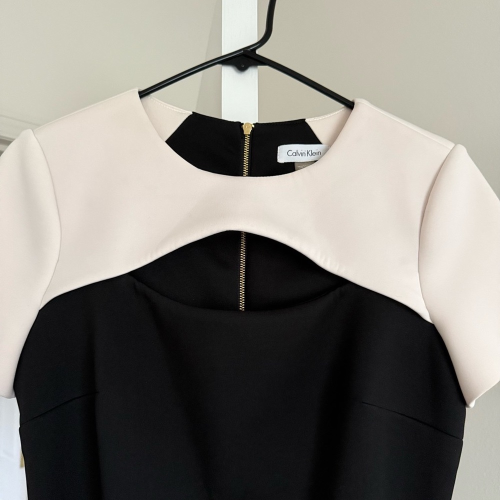 Calvin Klein Black and Cream Midi Dress - Picture 2 of 3